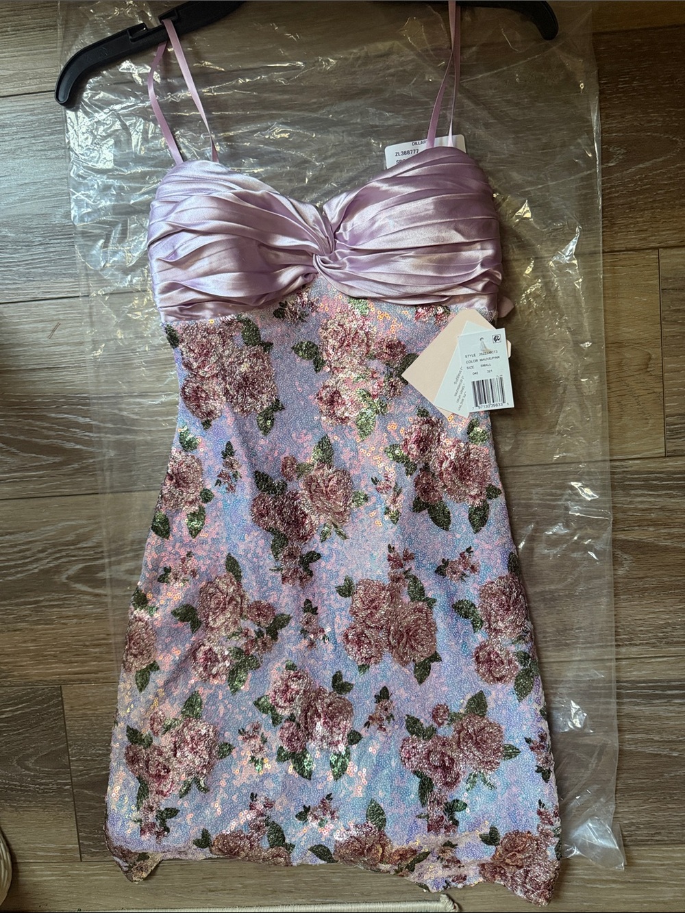 Girls' Lavender Floral Sequin Party Dress